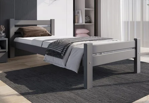 Home Collective Bettgestell Massivholzbett, Einzelbett mit dicken Beinen & sicherem Lack, 210x102x72 cm, Grau