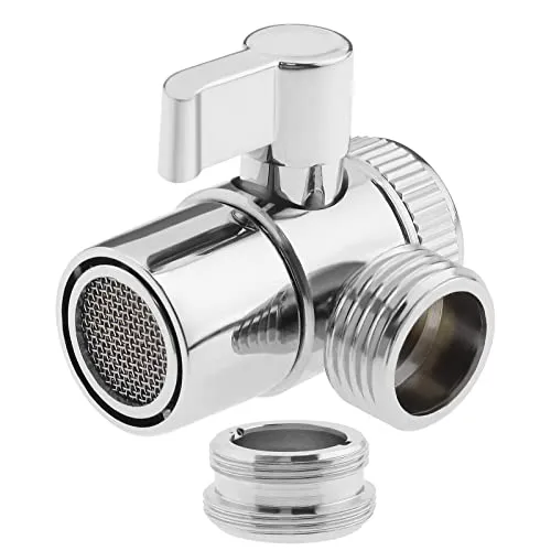 Create idea Wasserhahn-Umsteller M22-Buchse für 1/2-Zoll-Schläuche, Spülventil-Splitter mit M22-auf-M24-Stecker-Adapter, Wasserhahn auf Schlauchadapter, Verchromt