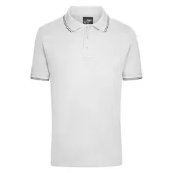 Herren Poloshirt JN986 in elastischer Piqué-Qualität, 3XL weiß/navy