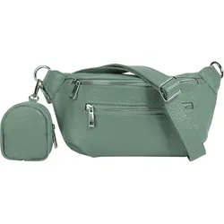 Gürteltasche SAMANTHA LOOK, Damen, Gr. B/H/T: 27cm x 16cm x 5cm onesize, grün (mint), Leder, leicht glänzend, unifarben, Taschen Gürteltasche, echt Leder, Made in Italy