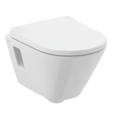 VIGOUR derby Wand Hänge WC Becken kurz PLUS Beschichtung SoftClose WC-Sitz weiß