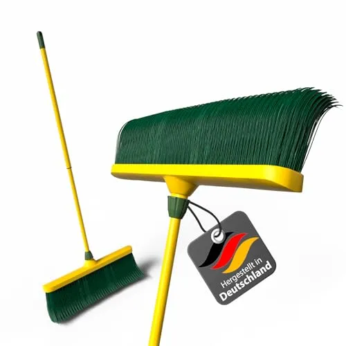 BigDean Krallenbesen XL mit Teleskopstiel gebogenen Borsten Gartenbesen für echte Tiefenreinigung