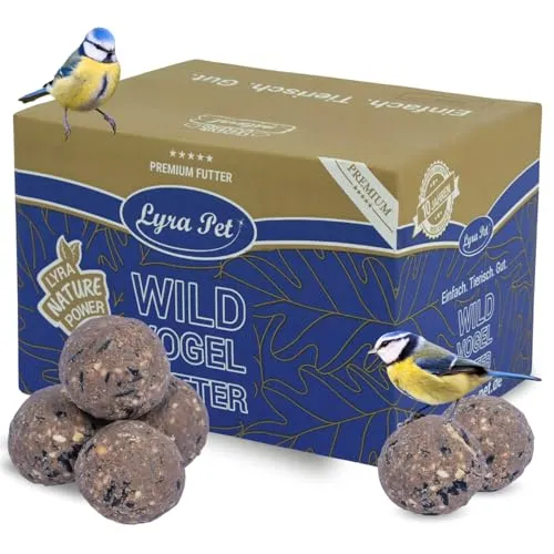 Stk. Lyra Pet® Gourmet Meisenknödel ohne Netz à 80 g - Vogelhauptfutter für Wildvögel, nährstoffreich mit hochwertigem Johannisbrotmehl und ideal für ganzjährige Energieversorgung.