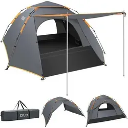 Camping Zelt 3 Personen Pop Up Automatik - Wasserdicht für alle Jahreszeiten - Zelt für 3 Personen, Pop Up Automatik für schnellen Aufbau, ideal für jedes Wetter und Outdoor-Abenteuer.
