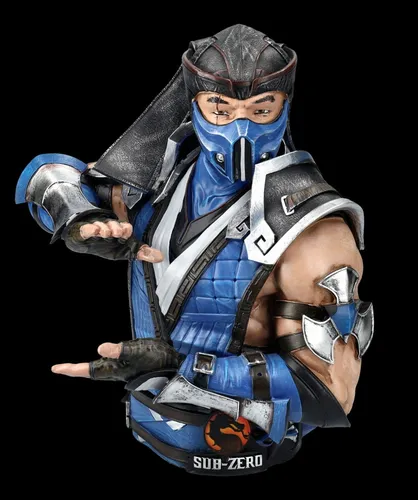 Mortal Kombat Figur - Sub-Zero Büste - Figuren, Skulpturen & Statuen – Handbemalte Dekofigur in einer Höhe von 28 cm, perfekt für Fans und Sammler von Mortal Kombat.