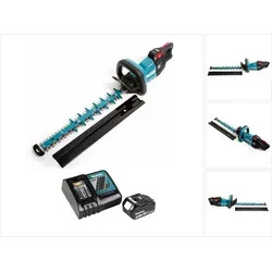 Makita DUH 502 RT Akku Heckenschere 18V 50cm - Heckenschere mit 18V Brushless-Motor für leistungsstarkes Schneiden, inklusive 5,0 Ah Akku und Ladegerät - ideal für präzise Gartenpflege.