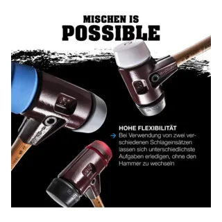SIMPLEX Schonhammer mit TE-Gehäuse und Holzstiel, Ø 30 - Hämmer, ideal für präzises Arbeiten mit schlagempfindlichen Materialien dank TPE-mid/Superplastik Kopf.