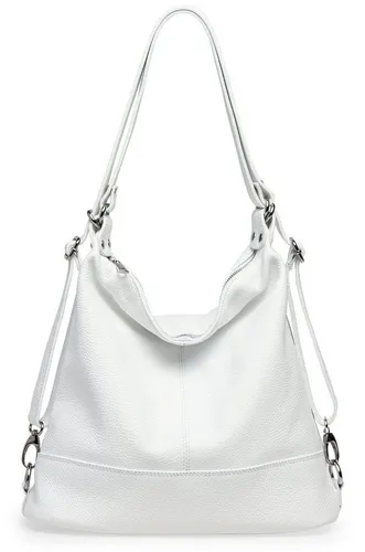 Caspar Schultertasche TL796 Damen Leder 2 in 1 Rucksack - Elegante 2 in 1 Schultertasche und Rucksack aus robustem italienischem Rindsleder, ideal für City, Reisen oder den Alltag. Handgefertigt in Italien, mit sicherem Hauptfach und praktischen Fächern.