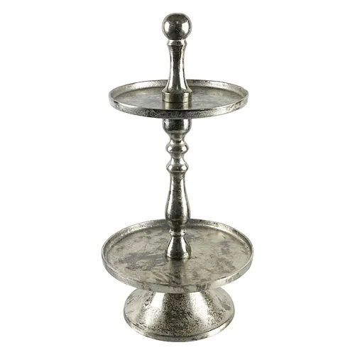 Produktbild Hochwertige 2-stöckige Etagere aus versilbertem Aluminium