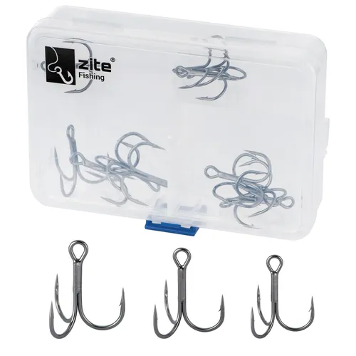 XL Drillinge Kit Angeln Drillingshaken Set Gr. 1-2/0 Carbon Steel Zite Fishing