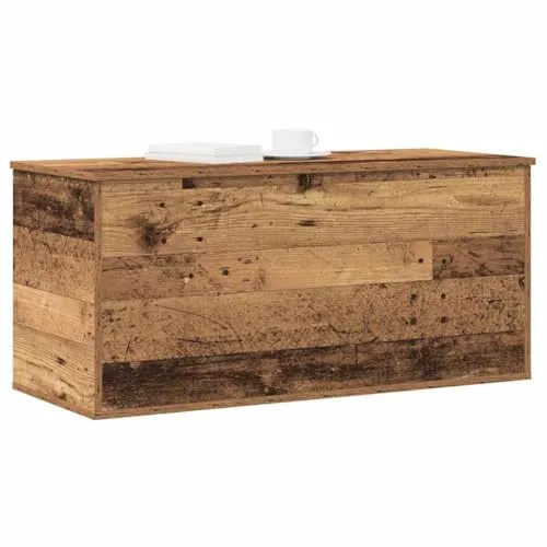 vidaXL Aufbewahrungsbox mit Deckel aus Altholz 100x42x46 cm - Rustikale Aufbewahrungsbox aus solidem Altbaumaterial, ideal für Decken, Spielzeug oder Wäsche. Verleiht jedem Raum Charme und Ordnung.