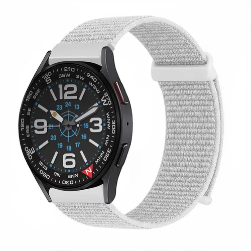 Smartwatch Armband für Samsung Galaxy Watch6 Classic 47mm Textil Band Klett Weiß