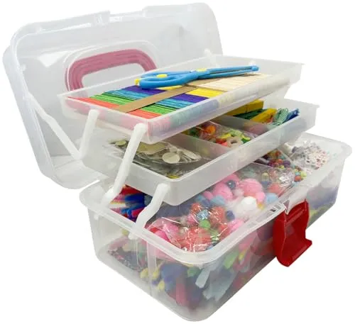 Playtastic Bastelkoffer: Bastelset mit 2000 Stück Bastelmaterial und Koffer (Bastelkoffer für Kinder, Kreativkoffer Kinder, Spiele)