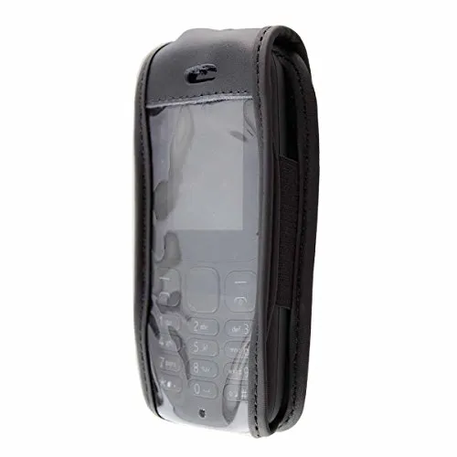 caseroxx Ledertasche mit Gürtelclip für Nokia 105 (2017) in schwarz – robuste Handy-Tasche mit Sichtfenster & Gürtelclip aus Echtleder, ideal für Beruf, Freizeit, Outdoor & sicheren Transport