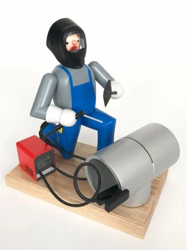 Räuchermann Schweißer 22cm - Bunte Rauchfigur aus Holz - Traditioneller Räuchermann mit handwerklichem Motiv, ideal für Wohnzimmer, Küche oder Büro. Hochwertige Holzverarbeitung und charmantes Design bringen festliche Stimmung in Ihr Zuhause.