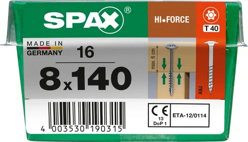 Spax Holzbauschrauben 8.0 x 140 mm TX 40 - 16 Stk.