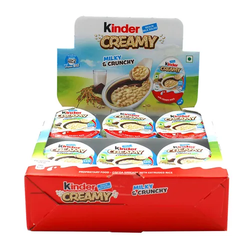 Kinder Creamy Milk & Crunchy 456g - Schokolade mit cremiger Füllung und knusprigen Stückchen, der perfekte Genuss für große und kleine Schokoladenliebhaber.