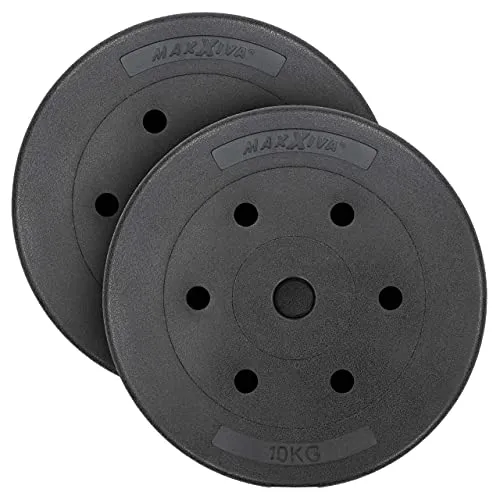 MAXXIVA Hantelscheiben-Set Zement 2 x 10 kg Ersatzgewichte für den Muskelaufbau Krafttraining Fitness-Zubehör Gewichtheben Gewichtsscheiben 20 kg