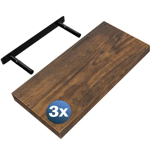 Casaria® 3X Wandregal Holz Dunkle Eiche - Schweberegal für die vielseitige Nutzung in Küche, Wohnzimmer oder Flur. Mit einer Tragkraft von 15kg und modernem, freischwebendem Design setzt es stilvolle Akzente.