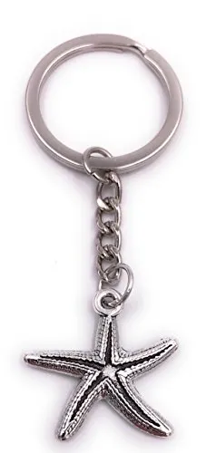 H-Customs Seestern klein Schlüsselanhänger Anhänger Silber aus Metall