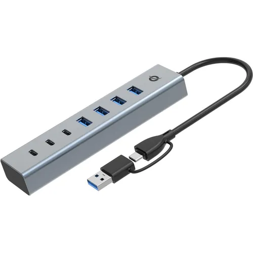 CONCEPTRONIC USB-Hub 7-Port 3.2/C - Vielseitiger Anschluss für alle Geräte - Sonstige - 7-Port USB-Hub mit 3.2/C, 4x USB 3.0 und 3x USB-C für schnelle Datenübertragung ohne Netzteil, ideal für moderne Arbeitsplätze.