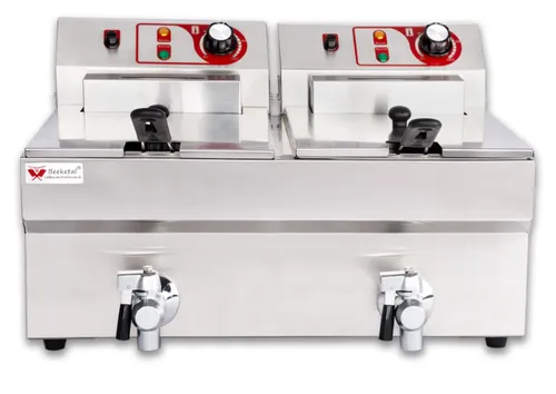 Beeketal Fritteuse BTF20B - Fritteuse mit 9 + 9 L Kapazität und praktischem Ablaufhahn, ideal für Gastronomie und große Frittiermengen.