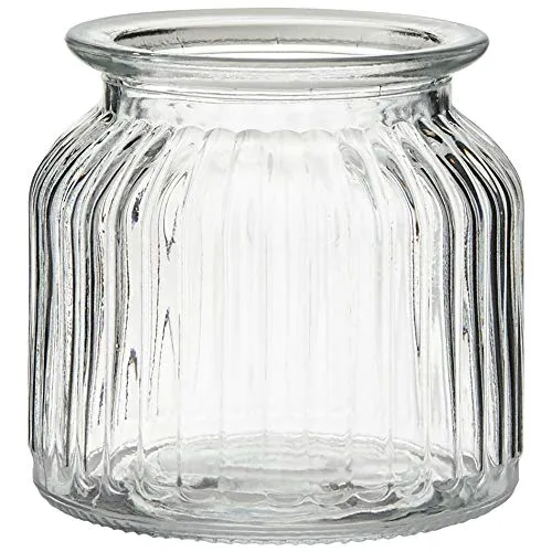 Windlichter Vintage aus Glas - 12er Set für große Teelichter - Nostalgische Glaswindlichter in geriffelter Optik, ideal für Teelichter oder als Vase. Jedes Glas hat eine Höhe von 10,2 cm und bietet vielfältige Gestaltungsmöglichkeiten.