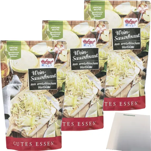 Hofgut Mildes Weinsauerkraut 3er Pack 3x500g Beutel usy Block