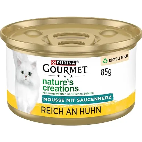 Gourmet Nature's Creations Mousse mit Saucenherz Katzenfutter nass, reich an Huhn, 12er Pack (12 x 85g)