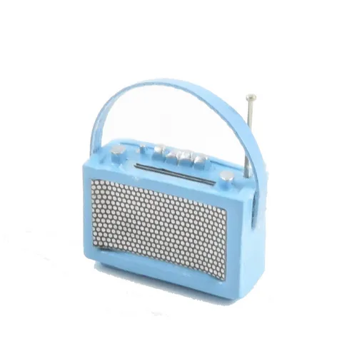 Puppenhaus 1960's Babyblau Transistor Radio Miniatur 1:12 Maßstab Zubehör