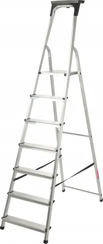 KADAX Aluminiumleiter 6 Stufen - Klappbare Stehleiter für bis zu 150 kg, ideal für Renovierungen und Haushalt. Mit praktischer Ablage für Werkzeuge und rutschfesten Füßen für maximale Sicherheit.