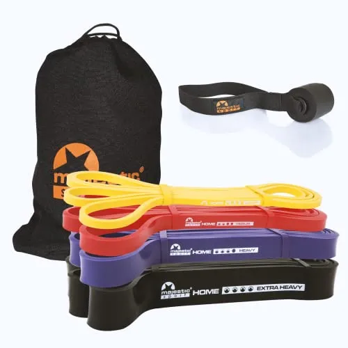 MAJESTIC SPORT Home Band, Fitnessband Widerstand, 100% Latex (Klimmzugband, Fitness Band, Resistance Band, Gummiband Sport, Sportband, Widerstandsbänder Krafttraining)