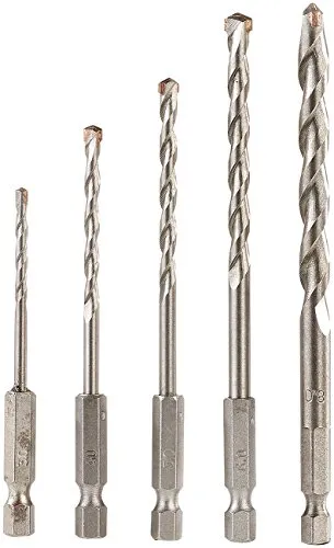 AGT Bithalter Bohrer: Beton-Bohrer-Set für Akkuschrauber, 3-8 mm, 5 Stück (6-Kant, Set Sechskantschaft, Bits)