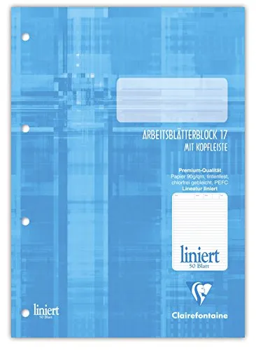 Clairefontaine Arbeitsblock, DIN A4, Lineatur 17, 50 Blatt
