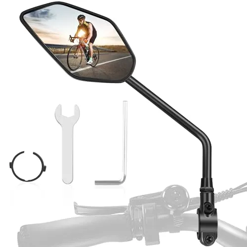 Coicer Fahrradspiegel für E-Bike Links Hd 360° Drehbar & Klappbar Lenker Rückspiegel Fahrrad Spiegel Ebike Zubehör Extra Große Spiegelfläche Schlagfestes Echtglas Bike Mirror Accessories