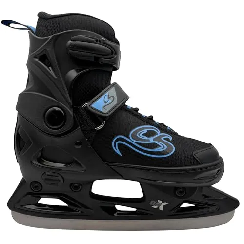 Cox Swain verstellbare Schlittschuhe Crystal, Eislaufschuhe für Kinder, Jugendliche und Erwachsene bis 100KG, vorgeschliffene Edelstahlkufe, Softboot