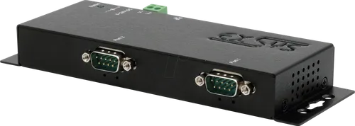EX-6122-2PoE Ethernet zu Seriell Konverter - Transceiver u. Konverter, ermöglicht die Verbindung von Geräten über Ethernet und bietet PoE-Unterstützung für einfache Installation.