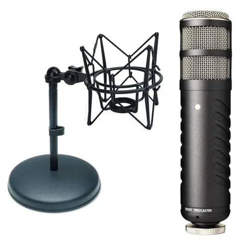 Rode Procaster Streaming Mikrofon mit keepdrum Tischstativ MS032 und Spinne Schwarz MS090B