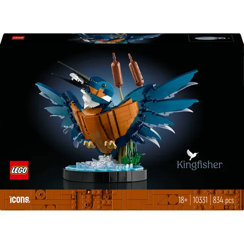 LEGO Icons 10331 Eisvogel - 834 Teile, beeindruckendes Modell eines Eisvogels mit Fisch und Wasserkulisse, ideal für Deko im Zimmer oder am Schreibtisch