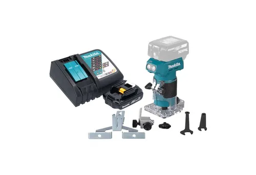 Makita DRT 52 RY1 Akku Kantenfräse 18 V – Präzise Fräse mit 1x Akku - Die Makita DRT 52 ist eine leistungsstarke Akku-Kantenfräse mit bürstenlosem Motor und LED-Arbeitslicht. Ideal für Tischler und Hobbyhandwerker, bietet sie vielseitige Einsatzmöglichkeiten und hohe Effizienz.