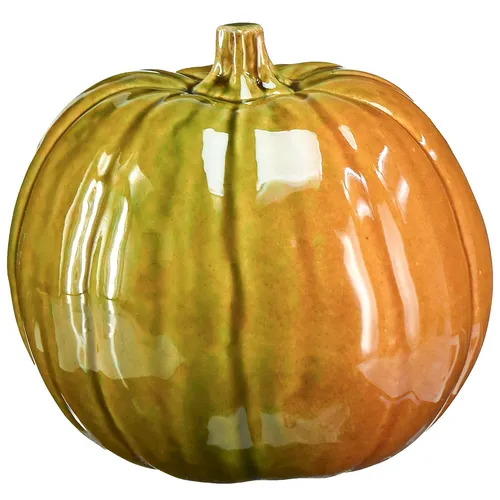 Produktbild Deko Keramik Kürbis Grün 17,5 cm Herbst Tischdekoration Wohnzimmer