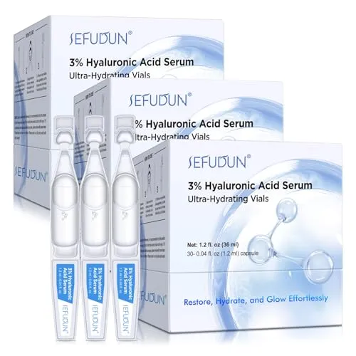 P-Beauty 3% Hyaluronserum - Hyaluronic Acid Gesichtsserum in Ampullen - Intensive Feuchtigkeit, Faltenreduktion, Anti-Aging & strahlend glatte Haut - Hyaluron Serum Ampullen - (3 Packungen 90 Sticks)