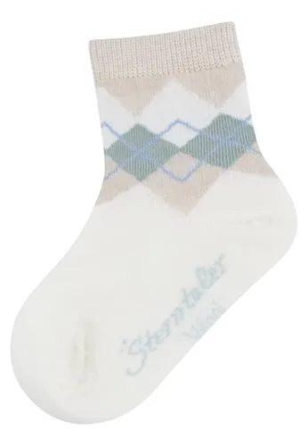 Sterntaler Unisex Socken Wolle Karo, Ecru, 26