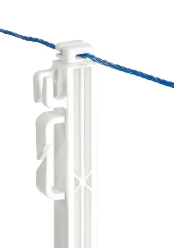 Kerbl Weidenzaun 10 Stück Vollkunststoffpfahl mit Steigbügeltritt 114,5 cm - Praktischer Steigbügelpfahl in Weiß, ideal für die einfache Zaunmontage. Mit optimalem Tritt und verzinktem Bodennagel für sicheren Halt. Gesamthöhe 114,5 cm, geeignet für verschiedene Bänder und Seile.