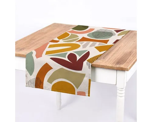 SCHÖNER LEBEN. Tischläufer Retro Art 40x160cm, handmade - Tischläufer aus 100% Baumwolle, handmade und waschmaschinengeeignet. Perfekt für Ess- und Wohnzimmer, bringt Farbe und Gemütlichkeit in Dein Zuhause.