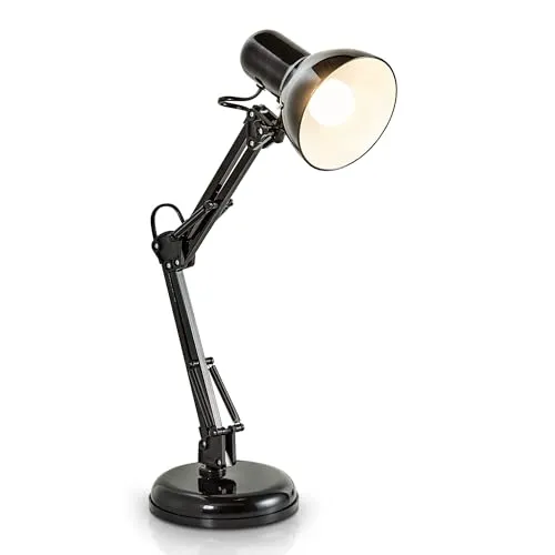 Moderne LED Tisch-Lampe Retro schwarz - Tischleuchte im Bauhaus-Stil, mit beweglichem Arm und drehbarem Kopf für individuelles Licht, ideal für Schreibtisch oder Nachttisch.