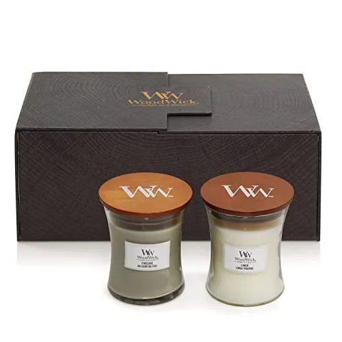Medium Jar Geschenkset - Fireside + Linen 2x275g - Kerzen Geschenkset in edler Verpackung, mit 2 Medium-Jars à 275g und einer Brenndauer von ca. 60 Stunden – ideal für entspannende Momente.
