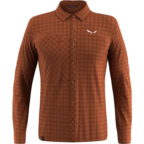 Salewa Herren Puez Dry Hemd (Größe M, orange) - Leichtes Wanderhemd aus DRYTON Gewebe, atmungsaktiv und ideal für Outdoor-Aktivitäten.