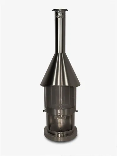 FIRESTAR Gartenkamin DN 550 Swing – Edelstahl Grillkamin für Terrassen - Mobiler Gartenkamin aus gebürstetem Edelstahl, ideal für gesellige Abende im Freien. Mit doppelwandigem Brennraum und Fettschutzpfanne für müheloses Grillen.