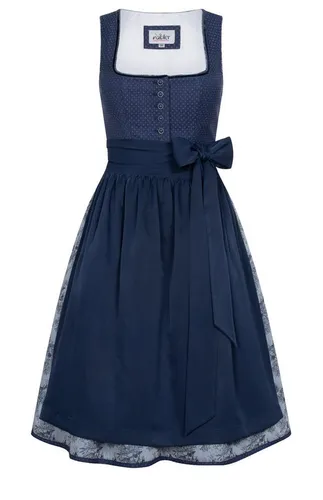 Nübler Trachtenkleid Midi Dirndl Lorena in Blau von Nübler - Rocklänge 65 cm